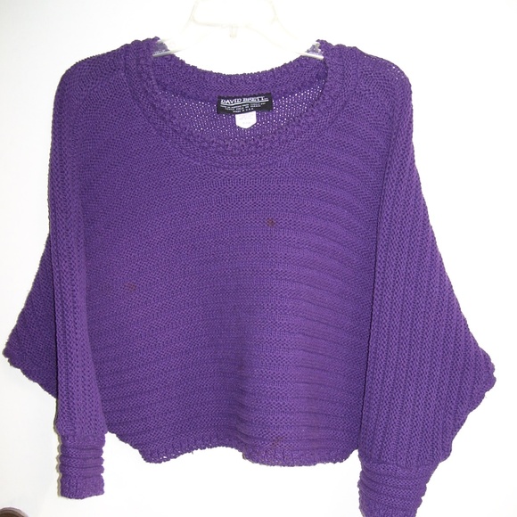 VTG David Brett PURPLE Knit Crop Top Sweater Sz M - Picture 4 of 8